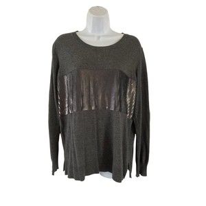 a.n.a. A New Approach Womens Grey Sweater Size LARGE Sequins Long Sleeves NWOT